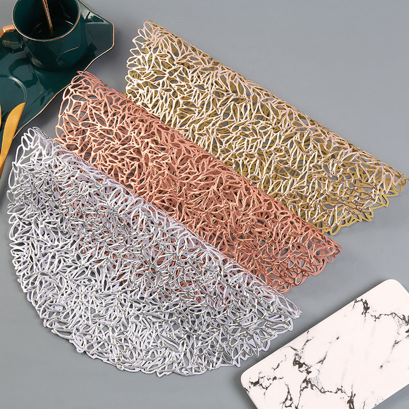 Coaster Mat Pvc Table Mat Bronzing PVC Placemat Hollow Insulation Coaster Pads ...