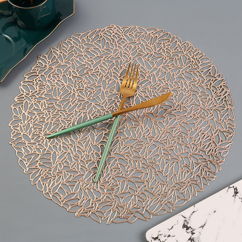 Coaster Mat Pvc Table Mat Bronzing PVC Placemat Hollow Insulation Coaster Pads ...