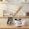Traditional Turkish Coffee Pot with Long Wooden Handle Stovetops