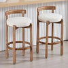 Upholstered Bar Stools Tall Bar Chairs with Back and Solid Wood Legs