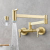 Brass Pot Filler Faucet Wall-Mount Foldable Kitchen Tap Rotating Spout