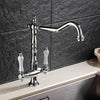 Antique Brass Kitchen Faucet Dual-Handle Retro Rotating Sink Mixer Tap