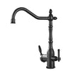 Brass 3-Way Filter Kitchen Faucet Dual-Handle Hot Cold Mixer Tap