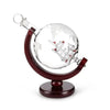 Globe Whiskey Decanter Set Glass Carafe with Wooden Stand 2 Glasses