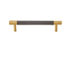 Brass Cowhide Stitched Leather Furniture Handles Wardrobes Pulls