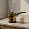 Turkish Stainless Steel Coffee Pot with Lid Long Handle Crystal Knob