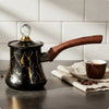 Turkish Stainless Steel Coffee Pot with Lid Long Handle Crystal Knob
