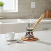 Traditional Turkish Coffee Pot with Long Wooden Handle Stovetops