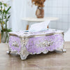 European Rose Pattern Gold Tissue Box Luxury Decorative Paper Holder