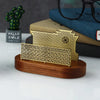 Wooden Tissue Paper Holder with Brass Frame Elegant Table Organizer