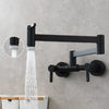 Brass Pot Filler Faucet Wall-Mount Foldable Kitchen Tap Rotating Spout