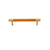 Brass Cowhide Stitched Leather Furniture Handles Wardrobes Pulls