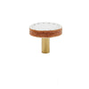 Brass Cowhide Leather Furniture Handles Round Square Cabinet Knob