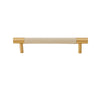 Brass Cowhide Stitched Leather Furniture Handles Wardrobes Pulls