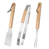Stainless Steel Outdoor Camping Grill Wooden Handle BBQ Camping Tools