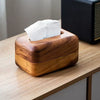 Walnut Wooden Tissue Box Holder Table Tissue Dispenser Paper Storage