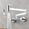 Brass Pot Filler Faucet Wall-Mount Foldable Kitchen Tap Rotating Spout