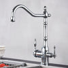 Brass 3-Way Filter Kitchen Faucet Dual-Handle Hot Cold Mixer Tap