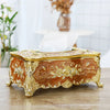 European Rose Pattern Gold Tissue Box Luxury Decorative Paper Holder
