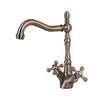 Vintage Kitchen Sink Brass Faucet Retro Dual-Handle Hot Cold Water Tap