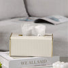 Leather Tissue Box Cover Rectangular Tissue Holder with Gold-Tone Trim