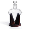 Diamond Whiskey Decanter Glass Wine Bottle with Wooden Holder Stopper
