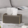 Leather Tissue Box Cover Rectangular Tissue Holder with Gold-Tone Trim