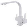 Brass 3-Way Water Filter Faucet Square Swivel Tri-Flow Kitchen Sink Tap