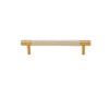 Brass Cowhide Stitched Leather Furniture Handles Wardrobes Pulls