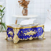 European Rose Pattern Gold Tissue Box Luxury Decorative Paper Holder