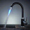 Black Brass LED Kitchen Bathroom Faucet Swivel Hot Cold Mixer Tap