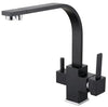 Brass 3-Way Water Filter Faucet Square Swivel Tri-Flow Kitchen Sink Tap