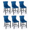 Velvet Bar Stools Upholstered Bar Chairs with Button Tufted Wood Legs