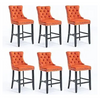 Velvet Bar Stools Upholstered Bar Chairs with Button Tufted Wood Legs
