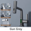 Waterfall Pull Out Kitchen Faucet White Intelligent Digital Display Tap