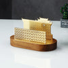 Wooden Tissue Paper Holder with Brass Frame Elegant Table Organizer