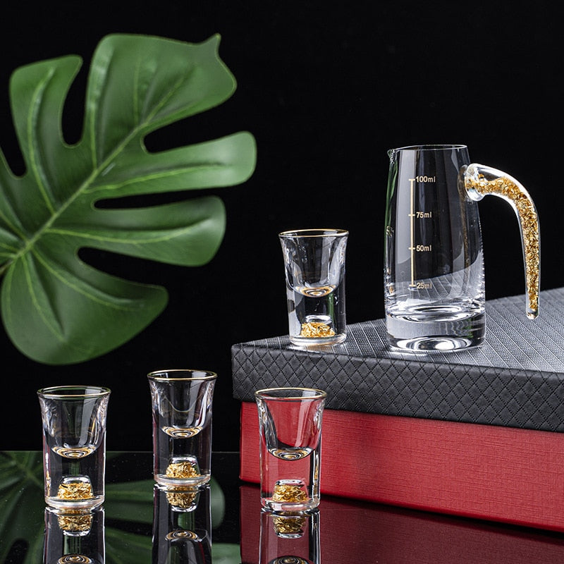 Crystal Liquor Spirits Shot Glass Box Gold Thick Bottom Wine Glasses –  Kitchen Groups