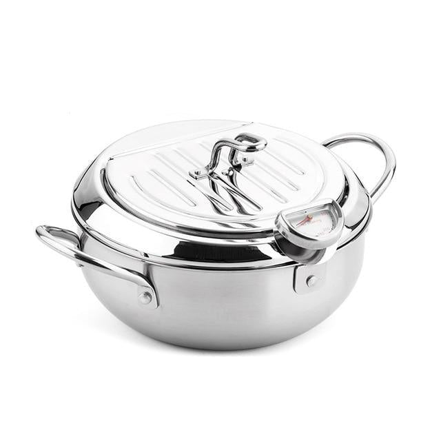 Stainless Steel Deep Frying Pot with a Thermometer and Lid Kitchen Tem –  Kitchen Groups