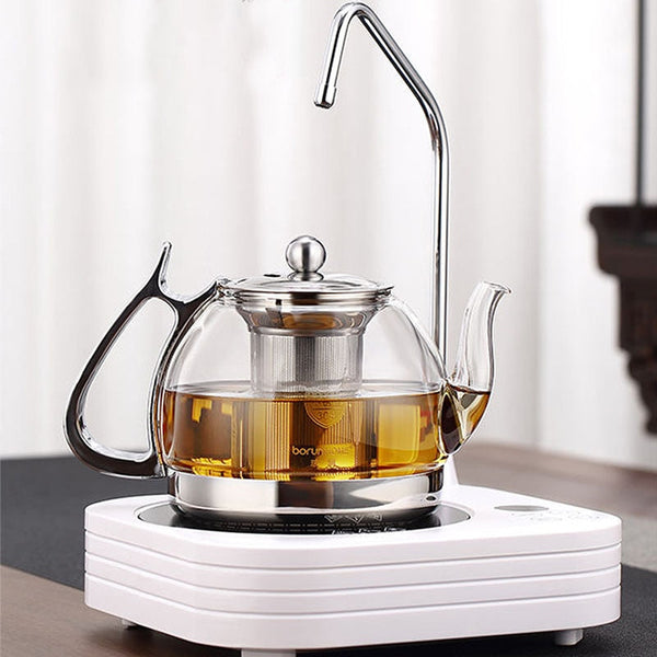 1L Induction Cooker Borosilicate Electromagnetic Glass Teapot 304