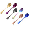 6Pcs Shell Shape Stainless Steel Teaspoons Coffee Spoons Colorful Rainbow Spoons
