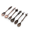 6pcs Vintage Spoons Mini Royal Style Metal Fork Kitchen Teaspoon