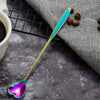 Long Handle Flowers Heart Shape Coffee Spoon Kitchen Drink Tableware