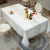 Embroidery Leaves Decorative Linen Tablecloth With Tassel