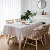 Three-tone Plaid Decorative Linen Tablecloth With Tassel