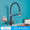Black White Filtered Kitchen Faucets Pull Out 360 Rotation Mixer Tap
