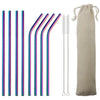 Stainless Steel Colorful Straw Reusable Bent Straight Straw Set