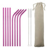 Stainless Steel Colorful Straw Reusable Bent Straight Straw Set